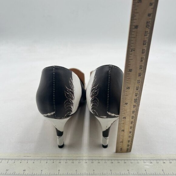 YDN Feather White Mid Heels Slip on Loafer Pumps Pointy Toe Slide Prom Shoes - Picture 5 of 8